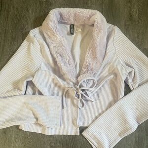 H&M Lavender Cardigan with Faux Fur